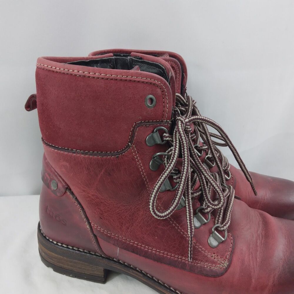 Taos Ringer Red Leather Lace Up Ankle Boots Boho Lagenlook Womens US 7-7.5 EU 38 - Picture 2 of 15